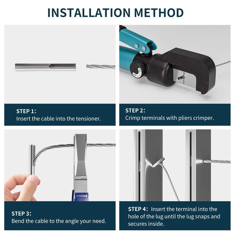 40 Pack 316 Stainless Steel 1/8" Adjustable Invisible Cable Railing