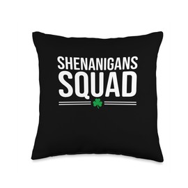 Shenanigans Squad Funny St Patrick's Day Shamrock Lucky Throw Pillow
