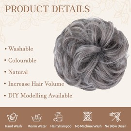 Mtuihfo Messy Bun Hair Piece, Wavy Curly Messy Bun Scrunchie, Thick Tousled Hair Pieces for Women Girl(Pallid）