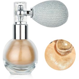 Brillo Corporal, Glitter para Cara, Diseño de Cabezal Rociador, Textura en Polvo Fino, una Aplicación Rápida y Uniforme, Ideal para el Uso Diario, el Uso en Fiestas, el Uso en Citas (Color Champán)