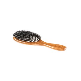 Bass Brushes | Shine & Condition Pet Brush | 100% Natural Bristle + Nylon Pin | Pure Bamboo Handle | Medium Oval | Dark Finish | Model 53P-DB