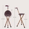 Folding Cane Seat Sturdy Lightweight Adjustable Handle Legs with LED