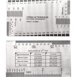 TUOREN 3 Pieces Guitar Luthier Tools Set Unilateral Notched Guitar Neck Straight Edge String Action Gauge Ruler Fret Rocker Set Up Tool for 25.5"(F) & 24.75"(G) Scale Guitar Fretboard and Frets