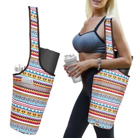 SARHLIO Yoga Mat Bag with Large Size Open Pocket and Zipper Pocket Yoga Mat Carrier Bag Fit Most Size Mats Yoga Bag for Ladies Easy Access Lightweight Comfortable Shoulder Strap (BPK02A)…