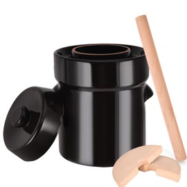 Fermentation Crock 2 Liter / 0.5 Gallon, Sauerkraut Crock with Lid, Weights & Pounder - Ceramic Fermenting Crock Kit for Pickling Cabbage Kimchi Pickle Vegetables- Sauerkraut Fermentation Crock.