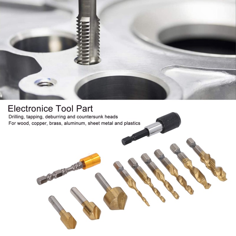 11Pcs Chamfer Drilling Tools Woodworking Ti Coated Step Drill Bits