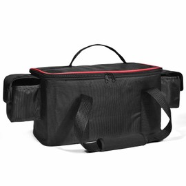 Air Compressor Bag Air Pump Carrying Box for Milwaukee M18 Inflator 2848-20, Pump Carrying Box for Milwaukee Tools, Storage Holder for 18V 3.0/4.0/5.0/6.0/6.5/7.0/8.0/9.0Ah Battery (Black/red)