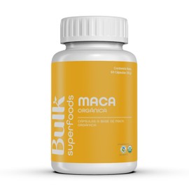 BULK SUPERFOODS | Maca Orgánica 100% Natural | 60 Cápsulas – 500 mg c/u – Sin Gluten | Suplementos Alimenticios a Base de Maca