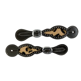Showman Ladies Leather Spur Straps w/Hair-On Cheetah Inlay