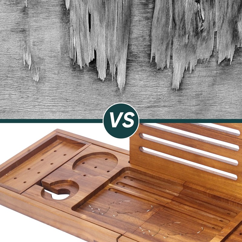 Premium Foldable Teak Bathtub Tray, Expandable Bath Tray for Tub,