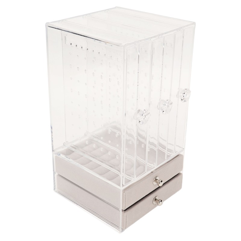 5 Drawers Acrylic Earring Holder Dustproof Storage Display Transparent Acrylic