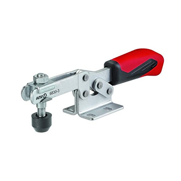 AMF 93013"6830" Horizontal Acting Toggle Clamp with Horizontal Base, Silver/Red, Size 1