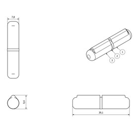 Lift Off Bullet Hinge Weld On Brass Bush 8x40mm Heavy Duty Door Hatch 2PK
