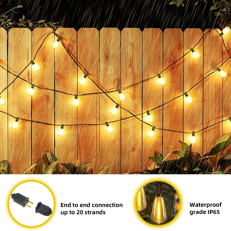 WYZM Dimmable LED String Lights with Shatterproof Bulbs for Outdoor