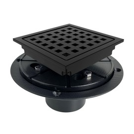 Zenomize 4 Inch Square Shower Drain Floor Drain with Removable Cover Grid Grate, SUS304 Stainless Steel CUPC Certificate, Matte Black Finished Shower Drain