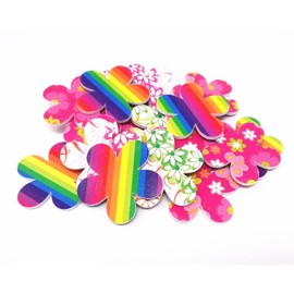 yueton 20pcs Flower Shape Colorful Printing Style Double Sided Nail Files Emery Board Cosmetic Manicure Pedicure Tool