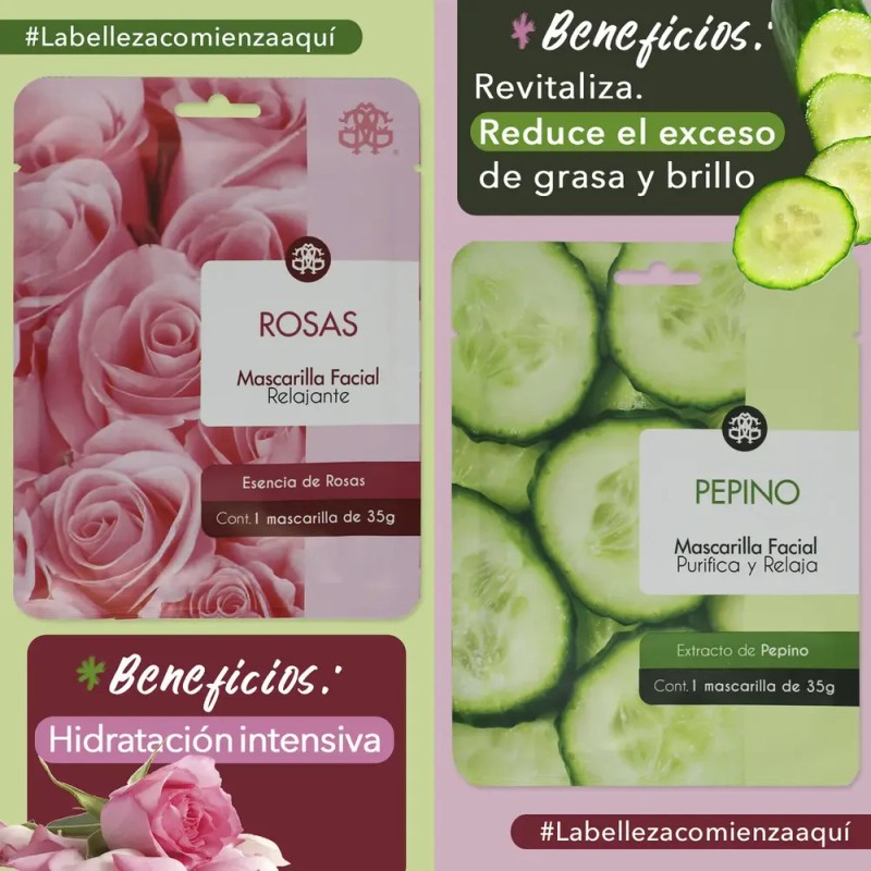 Set 10 Mascarilla Facial Frutal Hidratante Cuidado Piel Tipo De