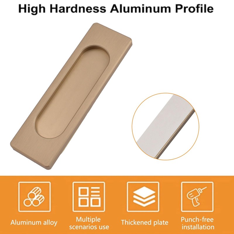 MOROBOR Self-Stick Rectangular Sliding Door Pulls, 2pcs Aluminum Alloy Flush