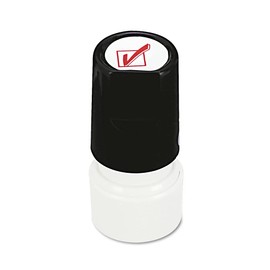 Universal UNV10075 Pre-Inked/Re-Inkable Check Mark Round Message Stamp - Red Ink