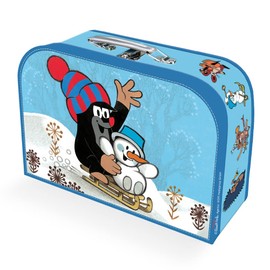 Children's Suitcase The Little Mole Winter with Snowman Sledge: Cardboard Case with Metal Handle and Metal Clasp, Colourful, Children's suitcase