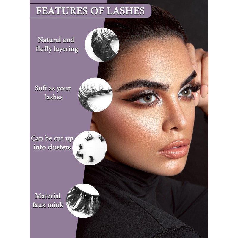 BELEVO Eyelashes Russian Strip Lashes 10 Pairs Pack D Curl