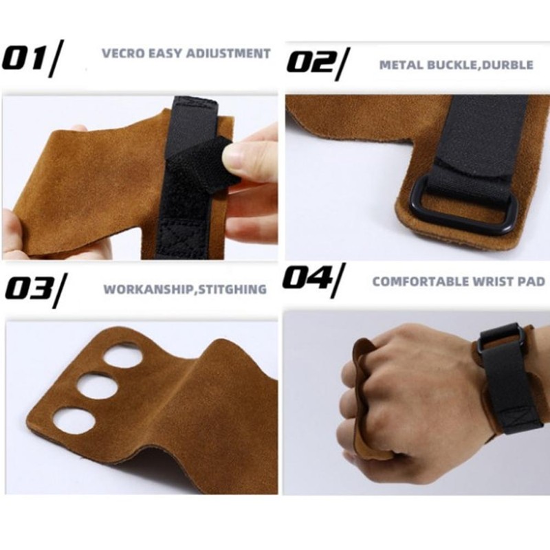 2 Pcs Leather Gymnastic Hand Grips Anti Skid Bodybuilding Grips