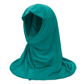 TINAYAUE Girl Muslim Hijab Moslem Scarf for Children Little Girls Head Wrap Easy Pull-on Stretchy Islamic Headscarf Full Cover Shawl Long Turban Cap Anti-UV Arab Scarf Headpiece for 2-6 Years