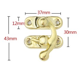 20Pcs Antique Right Latch Hook Hasp 37 x 42mm Small Box Latch Hasps Swing Arm Latch for Suitcase Jewelry Box Toolbox (Gold)