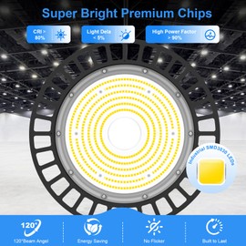 NUOGUAN 200W UFO LED High Bay Light 30000LM, 5000K High Bay LED Shop Light with 5ft Cable, ETL/DLC Listed, 0-10V Dimmable, AC100-277V, IP65 Waterproof Commercial Bay Lighting for Shop/Factory/Garage