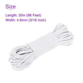 DMiotech 3/16 Inch Shock Cord, 98 Feet White Bungee Cord Tent Pole Shock Cord Round Elastic Kayak Rope Stretch String Marine Grade Heavy Polyester for DIY Projects Tie Downs