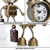 AYRELY® Industrial Steampunk Robot Table Clock,Battery Operated Metal Desk&Shelf Clock,Retro