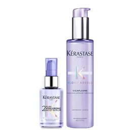 KÉRASTASE SET Protector de calor Cicaplasme 150ml + Sérum reparador Ácido hialurónico 50ml | Rutina protección + reparación para cuidado del cabello rubio.