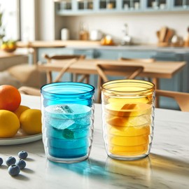 Amazing Abby - Arctic - 16-Ounce Insulated Plastic Tumblers (Set of 4), Double-Wall Plastic Drinking Glasses, Mixed-Color Reusable Plastic Cups, BPA-Free, Shatter-Proof, Dishwasher-Safe, (AA-0648)