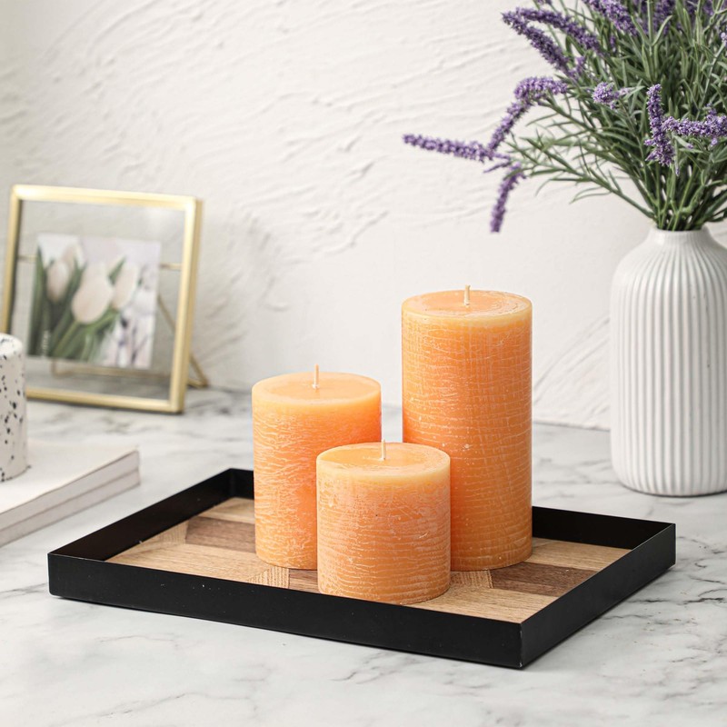 3x4 Inch Fall Yellow Pillar Candles Set of 3 -
