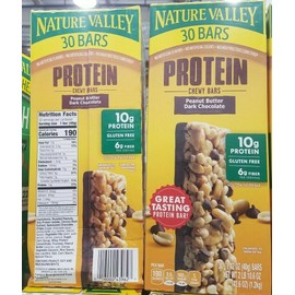 Nature Valley 2 PACK  NATURES VALLEY  PROTEIN CHEWY PEANUT BUTTER DARK CHOCOLATE 30 BARS