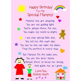 from The Kids Poem Verse Birthday Card (Special Mummy, from Son)