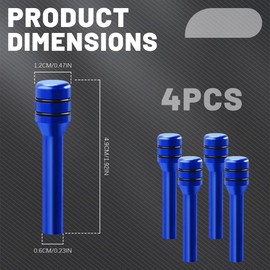 HEVLE 4PCS Car Door Lock Knobs, Vehicle Door Lift Bolt, Aluminum Alloy Door Lock Cover Decor, 0.47" x 1.93" Automotive Door Lock Switches, Universal Car Accessories Safety Door Lock Pin (Blue)