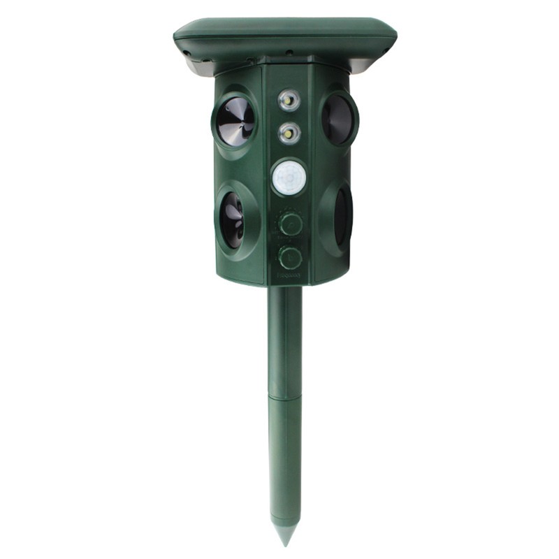 Solar Ultrasonic Animal Pest Repeller Outdoor Four Speakers Mechanical Wave