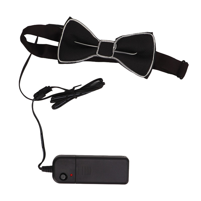 LED Bow Tie Polyester Plastic Copper Wire Adjustable Glowing Necktie