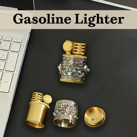 ZIBCECOHI Cool Embossed Design Kerosene Wheel Lighter Refillable Eco-Friendly, Vintage Dazzling & Ultra-Cool, Unique for Men Candles Gift Camping BBQ (No Kerosene) (1#)