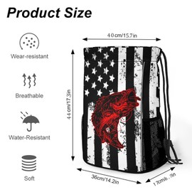 Fish Flag Drawstring Bag Gym Backpack With Shoe Compartment String Bag Sports Beach Swimming Sackpack For Women Men