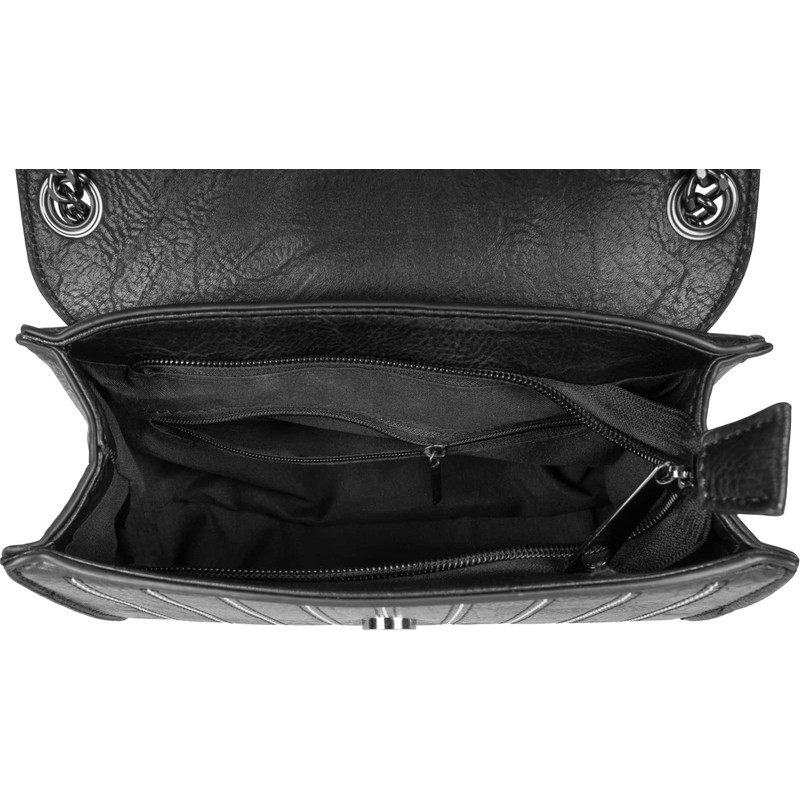 styleBREAKER Women's Shoulder Bag with Decorative Stitching and Chain Shoulder