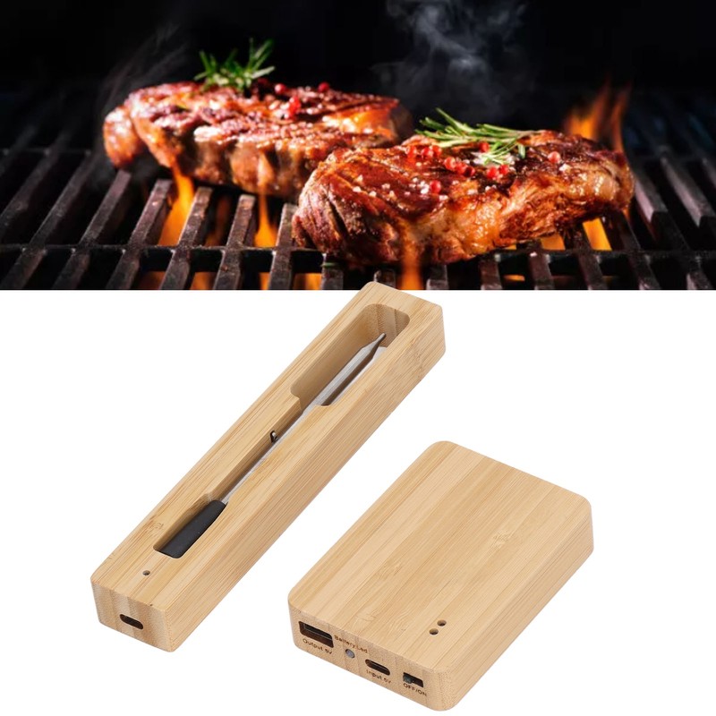 Wireless Meat Thermometer USB Rechargeable 20 Minutes Charging IP67 Waterproof