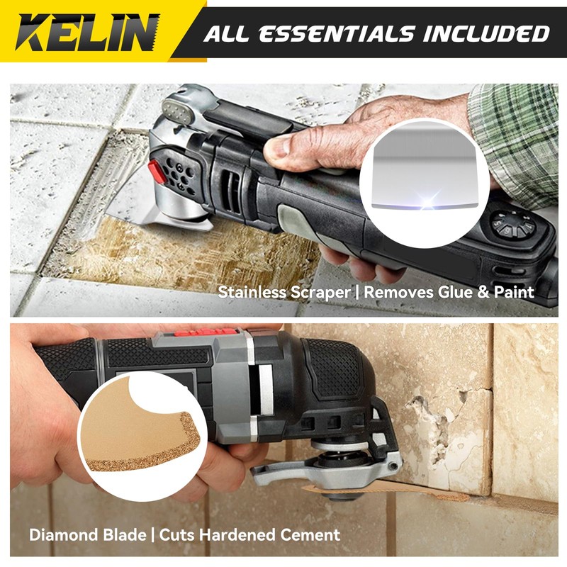 KELIN 118 PCS Multitool Blade Kits Cutting and Sandpaper Oscillating