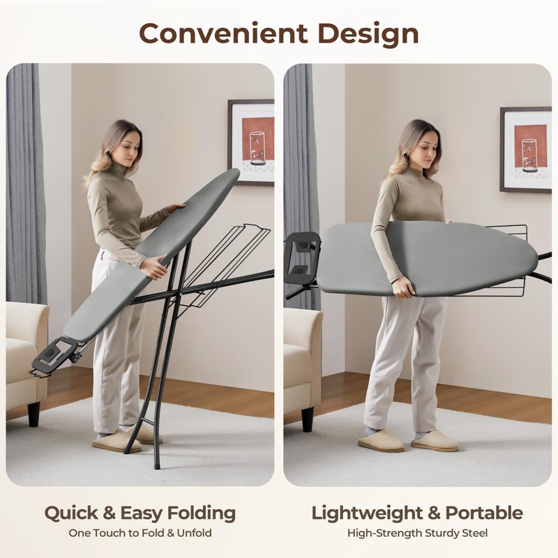 Yaheetech Ironing Board, Compact Iron Board with Cord Holder, Steam