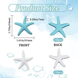 GORGECRAFT 20PCS 2 Colors Resin Starfish Ornaments Colorful Ocean Sea Beach Theme Mini Artificial Pencil Finger Starfish Decor for Christmas Tree Hanging Wedding Party Home Crafts Blue White