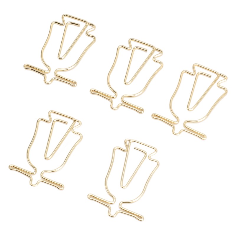 100Pcs Gold Paper Clips Cute Shape Stainless Steel Multifunction Metal