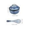Zerodeko Japanese Style Soup Bowl with Lid and Spoon Ceramic