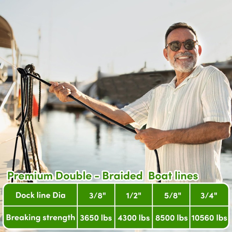 Fender Lines, 3/8'' x 6' Boat Fender Lines with Loop,