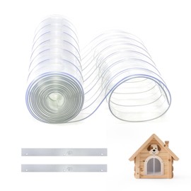 HIDROSIL Plastic Vinyl Door Flaps for DIY Dog House- (8 ft x 12 in [1 pcs] with 2pcs Metal Strips), Dog Door Replacement Strips, for DIY Cat Door - Doghouse or Kennel Door Flap, Clear